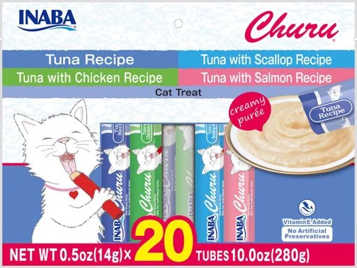    - Fish-based cat food  Inaba Churu Cat Treat - Tuna Variety : 0.5oz 20 Pack