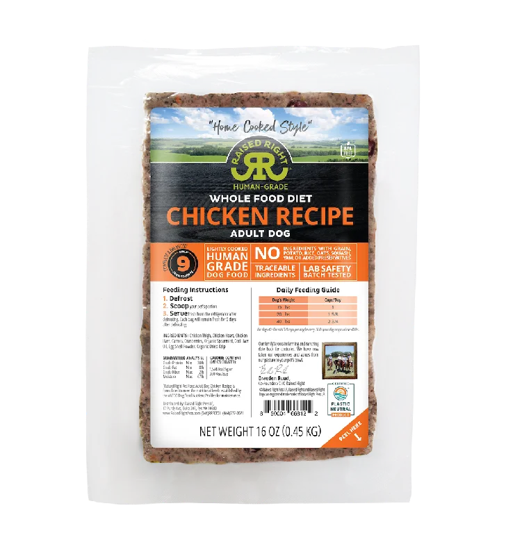 Raised Right Frozen Chicken Adult Dog Recipe 16oz