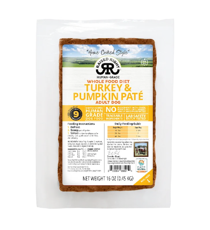 Raised Right Frozen Turkey & Pumpkin Adult Dog Recipe 16oz